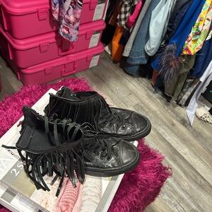 Converse Black Fringe High-Top Sneakers
